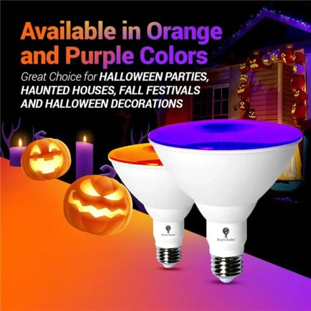 Bulbs 2 Pack LED Par38 Flood Orange Light Bulb-10W (90Watt Equivalent) -Dimmable